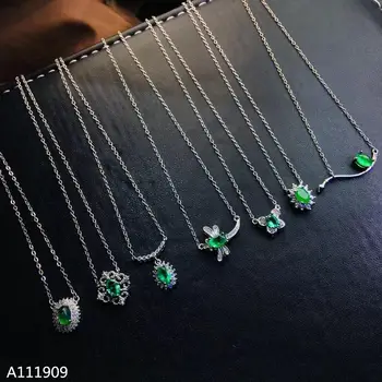 KJJEAXCMY boutique prata esterlina da jóia 925 embutidos esmeralda Natural colar do pendente das Mulheres suporta inspeção de alta qualidade