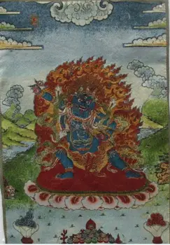 Um golden silk bordado thangka Tibete e no Nepal, o exorcismo de paz e riqueza/2