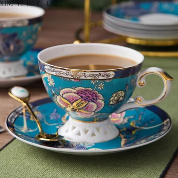 Criativo Copo de Café de porcelana de Ossos de Luxo 200ml de Leite de Copo Criativo Britânico Tarde Xícara de Chá de Conjunto de Acessórios de Decoração Sala de estar