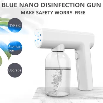 300ML de Nano Portátil Elétrico Esterilizador Pulverizadores de Atomização de Desinfecção Máquina de fumaça USB Recarregável Luz Azul Injetor de Pulverizador