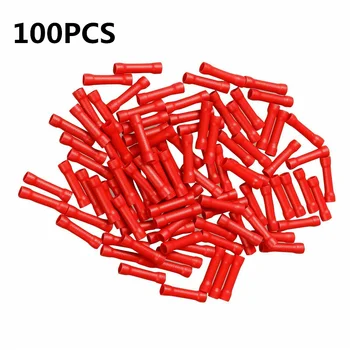 Novo 100Pcs Vermelho Bunda Conectores de Fios de Crimpagem de Terminais Elétricos 22-16 AWG
