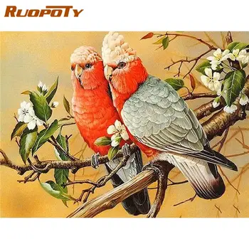 RUOPOTY DIY Imagens Pelo Número de Aves Kits de Desenho Em Tela de Pintura Por Números Pintados à Mão, Imagem de Arte de Presente a Decoração Home
