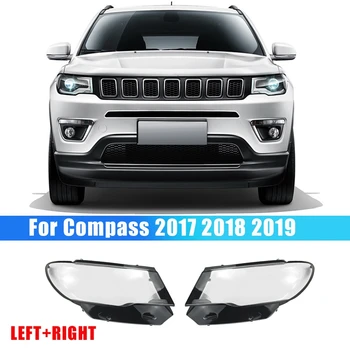 1 Par L+R para Jeep Compass 2017 2018 2019 o Farol do Carro Tampa da Lente do Farol máscara de Lâmpada Frontal Transparente Luz Shell