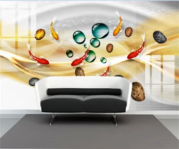 Profissional de papel de parede personalizado mural moderno da luz de luxo cada ano há peixes TV na parede do fundo da pintura mural decorativa