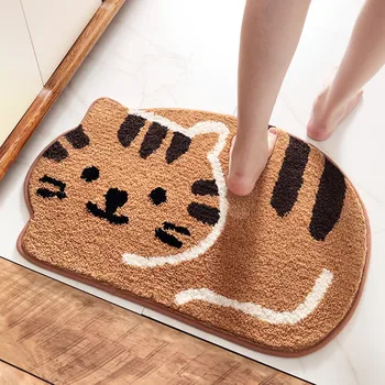 3D Gato Forma de Tapete de Cozinha de Cartoon Capacho de Porta de Entrada Mat Irregular Tapete Sala de estar, Quarto Anti-derrapante Tapete do Banheiro