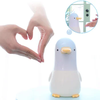 Pinguim bonito a forma de espuma anti-séptico de mão saboneteira automática infravermelho sem contato de movimento de indução de dispensador de sabão esterilizador