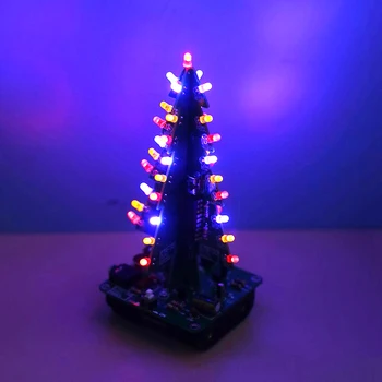 DC 5.0 V Kit DIY LED 3D Música de Natal Árvore de LED Colorido Piscando Respiração Luz da Lâmpada Suite de Soldagem Prática