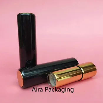 50pcs/monte Clássico Preto Vazio Rodada Batom Tubo 12.1 mm Plástico protetor Labial Recipiente Profissional Lip Makeup Ferramenta