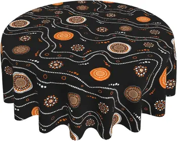 Cafl Aborígenes Australianos Toalha de mesa Redonda Laranja Círculos Pontilhados toalhas de Mesa Impermeável Tampa de Tabela para a Festa de Casamento