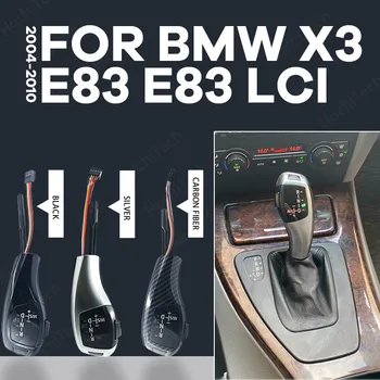 F30 Estilo PU de Couro e Fibra de Carbono Preto Prata LED Botão de Mudança de marcha Para BMW x3 E83 E83 LCI 2004-2010 Acessórios