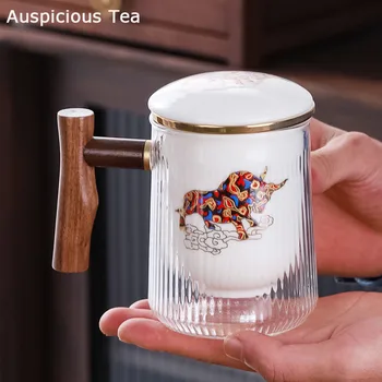 Cerâmica xícara de chá com tampa office chá de separação de xícara de chá de pessoal Chinês filtro de homens e mulheres caneca copo de água