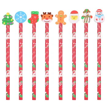 24 Pcs HB Lápis Tema de Natal de Crianças Lápis Estacionário Ferramentas com Borracha para a Festa de Natal da Escola