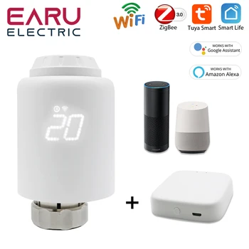 Tuya Smart WiFi, ZigBee Radiador Atuador TRV Programável Termostática Válvula do Radiador Remoto Controlador de Temperatura para Alexa