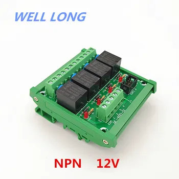 Trilho DIN de 4 Canais NPN Tipo de 12V 15A Relé de Potência Módulo de Interface,HF JQC-3FF-12V-1ZS Relé.