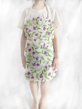 Crianças avental pequena flor impresso poliéster de roupa adequado para churrasco bib cozinha de restaurante garçom 110~140 cm chil