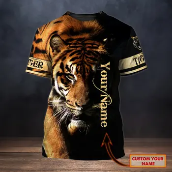 2022 Moda Verão Homens t-shirt Animal Tigre Nome Personalizado em 3D de Todo Impresso Casual Cool camisetas Unisex Tshirt TX-91