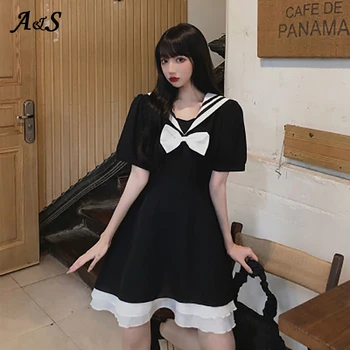 Anbenser Japonês Sweet Lolita Vestido das Mulheres de Verão Harajuku Macio Irmã Camisa de Vestido de Menina Kawaii Aluno Laço OP Vestidos de Lolita