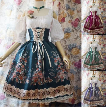 4 Cores Cosplay de Limpeza Tribunal Vestido de Lolita Vestido de Meados de Idades Retro Vestido de Renda Gótico Medieval Vestido de Princesa Palácio Traje S-XXXL