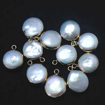 4pcs branco culta pingente de pérola forma redonda de tamanho 15mm culta colar de pérolas pingentes diy esferas achados de moda de itens