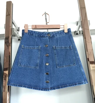 Nova moda das mulheres de Uma linha bolso do short saia jeans