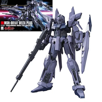 Bandai Original Montado Modelo Gundam HGUC 1/144 MSN-001A1 Delta Plus Gunpla Ação Anime Figura de Mobile Suit Brinquedo Para Crianças