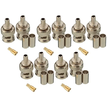 10 Conjuntos de 3 peças BNC Macho RG58 Plug Crimpagem de Conectores