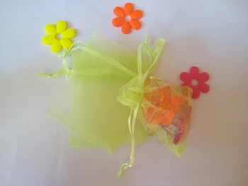 100pcs 9*12cm Luz Verde Organza Saco de Presente de Jóias de Embalagem Exibir os Sacos de Cordão Bolsa Para Pulseira/colar de Mini Fio Saco