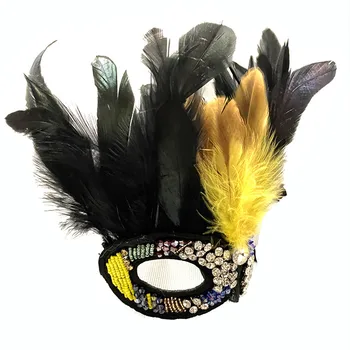 Máscara De Halloween De Cosplay Frisado Decoração Artesanal De Máscaras Do Carnaval De Bola Partido Engraçado Pena Gótico De Pulso Acessórios