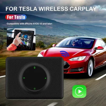 Sem fio IOS Carro Adaptador sem Fio CarPlay Ai Caixa de Carlinkit Dongle 2,4 G/5G WiFi, BT Atualizado de Navegação Para Tesla Modelo 3 Modelo Y