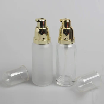 Claro e Fosco com ouro tampas do frasco de creme de embalagens de cosméticos 40ml fundação garrafa com bomba