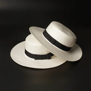 202106-HH7308 nova verão de papel artesanal de leite branco clássico fedoras cap homens mulheres de lazer de jazz do panamá chapéu