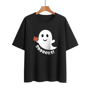 Ghost Booooks Homens Mulheres T-Shirt De Homem Em Algodão Puro, Tops De Manga Curta Novo Preto Casual Solta Tshirt Tees