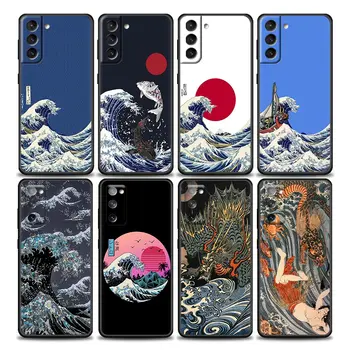 Arte japonês Hokusai Grande Onda de kanagawa Case Capa Para Samsung Galaxy S20 S21 S22 Ultra FE Plus S7 S8 S9 S10 Casos Mais Fundas