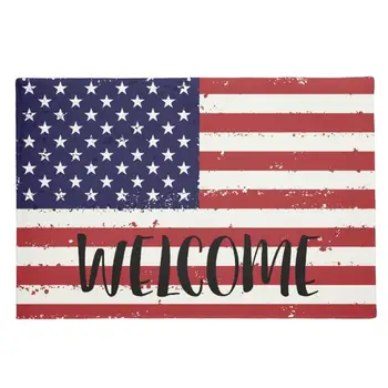 Novo Patriótica Grunge Bandeira Americana bem-vindo tapete na Porta de casa Moderna estados unidos da América Bandeira em Carpete Tapete Capacho Tapete de Borracha antideslizante a Decoração Home