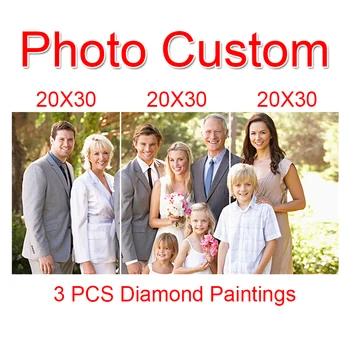 3 peças Personalizadas Foto Diy diamante de ponto de cruz, pintura de fazer a sua própria imagem broca de Diamante cheio de Strass, bordados