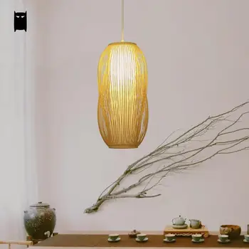 Artesanais de Bambu, PVC Lanterna Abajur Luminária Pendente Asiático coreano Japonês lustre Luminaria Interior de Jantar, Sala de Chá Bar