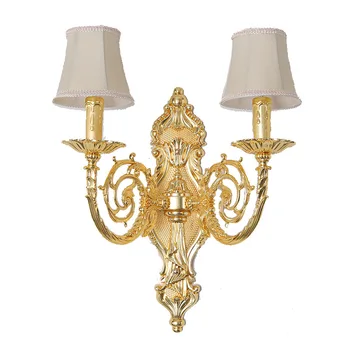 Retro moderno liga de zinco Europeia lâmpada de parede da sala de estar, corredor de luxo francesa de duas pontas de ouro decorativos de cristal da lâmpada de parede