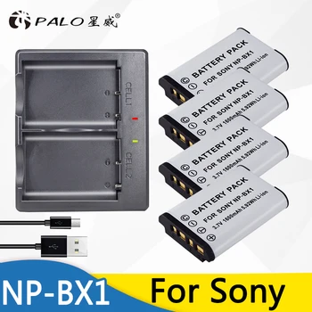 4Pcs Palo NPBX1 NP-BX1 Bateria para Sony DSC-RX1 RX100 AS100V M3 M2 HX300 HX400 HX50 HX60 GWP88 AS200V AS15+carregador