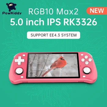 Novo Powkiddy Max 2 5.0 polegadas Retro de jogos Portátil, Leitor de Tela IPS Rom de 64 GB, 128 g de Jogo Para PSP Crianças Consola de jogos