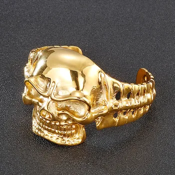Europeu e Americano dominante jóia de aço inoxidável punk crânio espírito cabeça dos homens, pulseira de titânio pulseira de aço