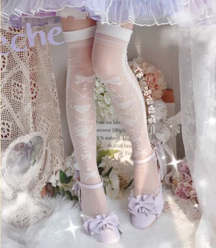 Ângulo de Coração Original Design Bonito Menina Mulher Lolita Mais de joelho Meias 15D Veludo Coxa Alta Meias Longas Brancas