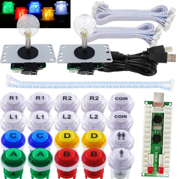 SJJX 2 LED de jogadores de Jogo de Arcade DIY Kit Teclado Mecânico Mudar PC MAME Retropie Zero atraso USB Codificador LED do Botão Raspberry Pi