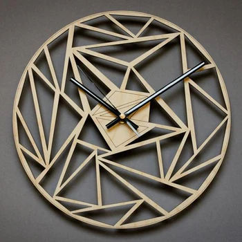 Moda europeia criativo padrão geométrico relógio de parede parede parede decoração da arte do relógio de parede relógio de quartzo relógio de parede em madeira relógio