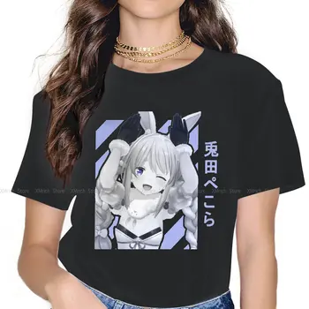 Mulheres Usada Pekora T-Shirt Hololive VTuber 100% Roupas de Algodão Novidade de Manga Curta Crewneck Tees Impresso T-Shirt