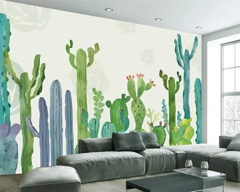 Beibehang papel de parede Personalizado simples, pintadas a mão-Americano de pastoral de cactus, sala de TV pano de fundo mural de fotos em 3d papel de parede