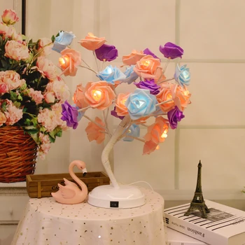 Romântico Rosa Luzes da Árvore de Bateria Powered USB & Flor de Luz da Noite Para o Casamento de Dia dos Namorados do Evento Festa a Guirlanda Decorativa