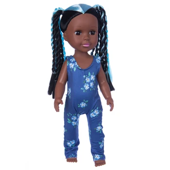 Nova de 14 polegadas Reborn Baby Doll Silicne Azul Trança Maré Bebê De 35 Cm, Cabelo liso Preto Pele American Girl Dress Up Boneca de Brinquedo