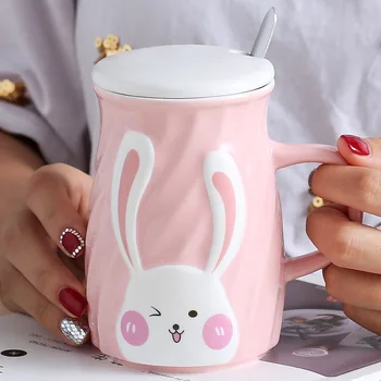 Criativo alívio diário caneca bonito dos desenhos animados coelho de cerâmica, leite, café da manhã copa