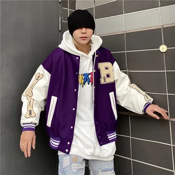 B Baseball Jackets brasão Bordado Carta Mulheres Streetwear hip-hop Harajuku Faculdade Homens do Estilo Bomber JacketBaseball uniforme