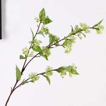 5 Pcs/Monte artificial de plantas 3 garfo único ramo pérola de frutas falso flor decoração de casamento esquema diy muro do jardim da flor de parede